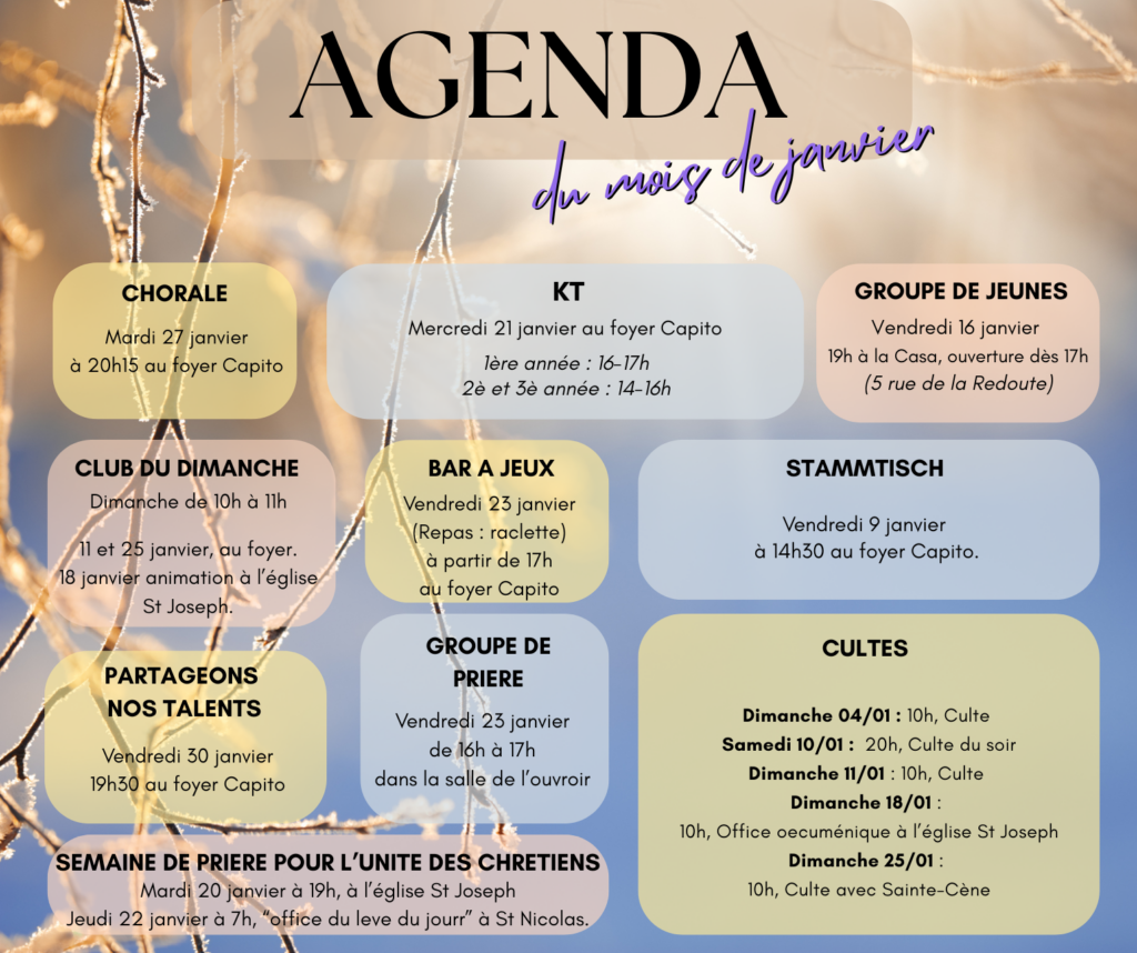 Agenda janvier 2026
